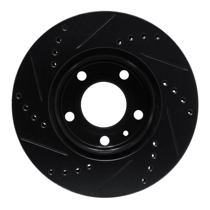 R1 Concepts R1 82-90 Volvo 740 Front Right Drilled & Slotted Black Brake Rotor