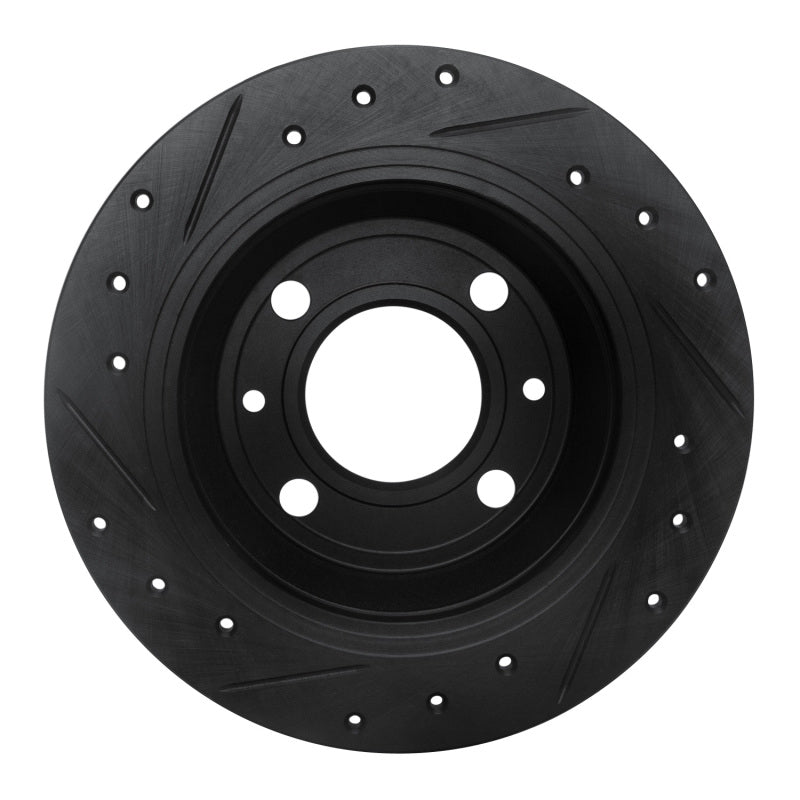 R1 Concepts R1 86-98 Saab 9000 Rear Right Drilled & Slotted Black Brake Rotor
