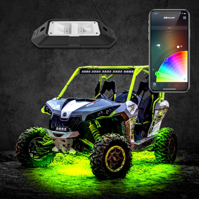 XKGLOW XK Glow Rock Light w/ XKchrome App Controlled Bluetooth Advanced Kit 4pc RGB 6W