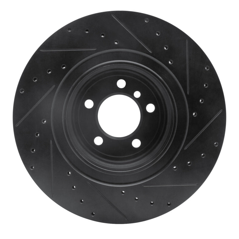 R1 Concepts R1 07-08 BMW ALPINA B7 Rear Left Drilled & Slotted Black Brake Rotor