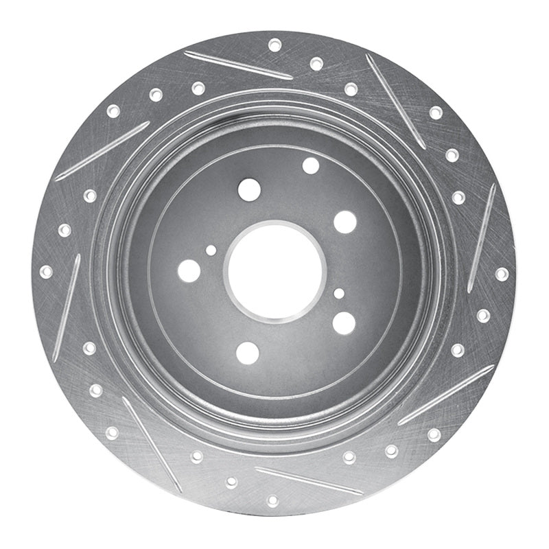 R1 Concepts R1 10-20 Lexus RX450h Rear Left Drilled & Slotted Silver Brake Rotor