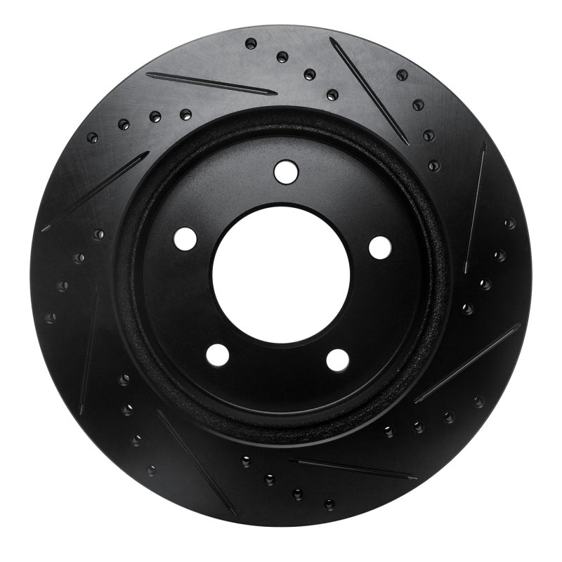 R1 Concepts R1 97-04 Ford F-150 4WD Front Left Drilled & Slotted Black Brake Rotor