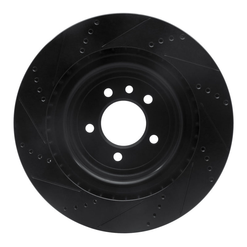 R1 Concepts R1 2013-2025 Land Rover Defender 110 Rear Right Drilled & Slotted Black Brake Rotor