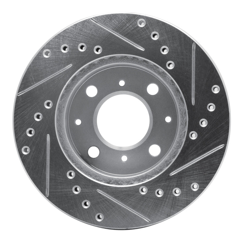 R1 Concepts R1 84-90 Honda Accord Sedan Front Left Drilled & Slotted Silver Brake Rotor