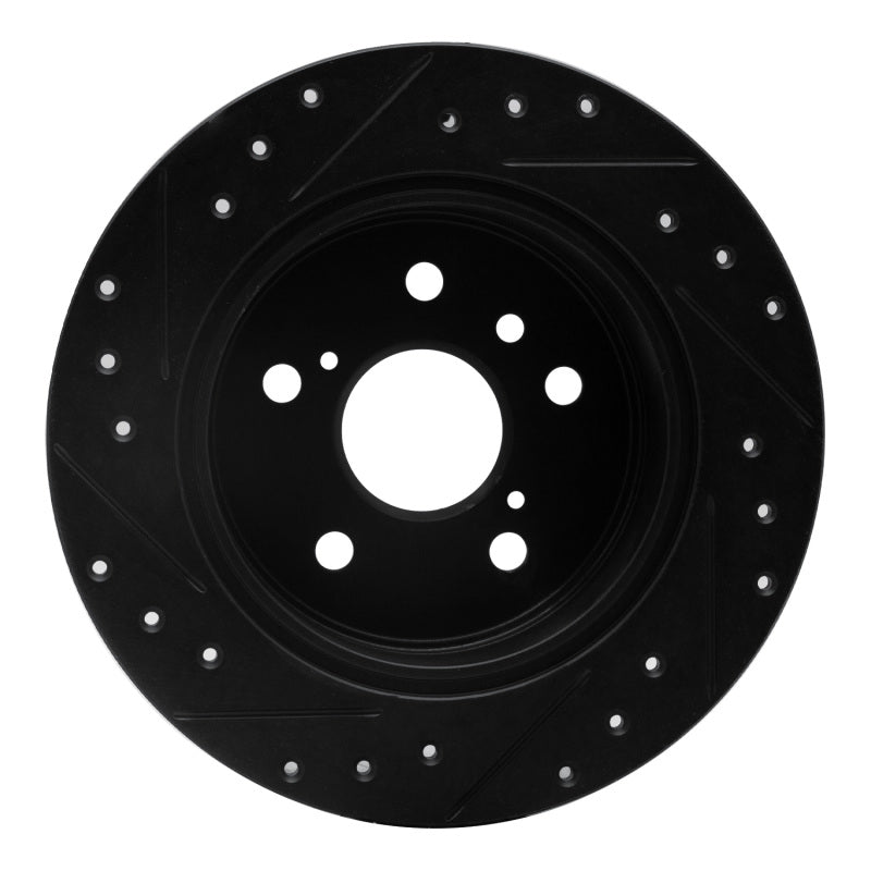 R1 Concepts R1 99-03 Lexus RX300 Rear Right Drilled & Slotted Black Brake Rotor