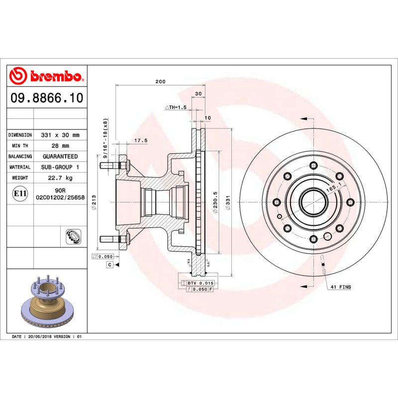 Brembo OE Brembo 03-05 Ford E-350 Club Wagon/95-98 E-350 Econoline Front Premium OE Equivalent Rotor