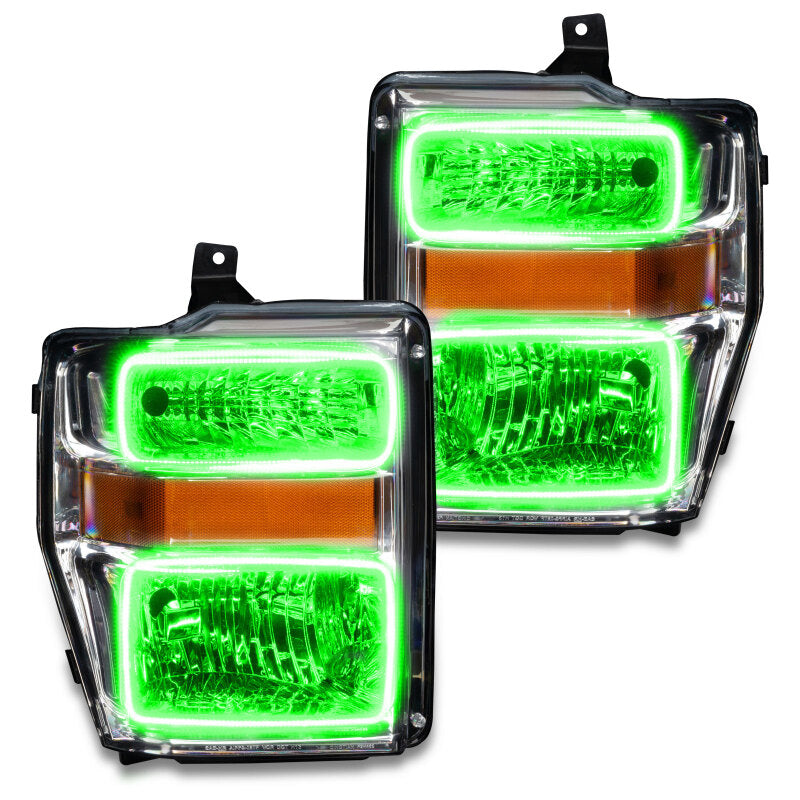 ORACLE Lighting Oracle 08-10 Ford F250/350 Pre-Assembled Halo Headlights - Chrome Housing - ColorSHIFT