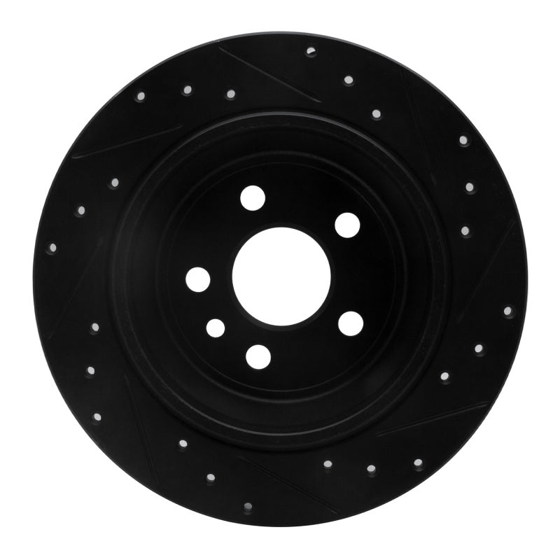 R1 Concepts R1 13-15 Land Rover LR2 Rear Left Drilled & Slotted Black Brake Rotor