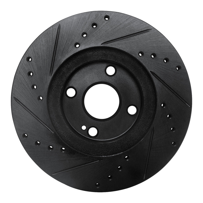 R1 Concepts R1 01-05 Mazda Miata Front Right Drilled & Slotted Black Brake Rotor