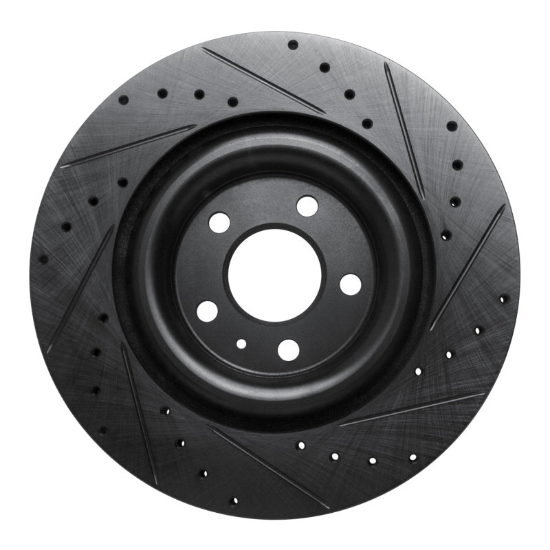 R1 Concepts R1 2017-2025 Audi Q8 e-Tron Sportback Rear Left Drilled & Slotted Black Brake Rotor