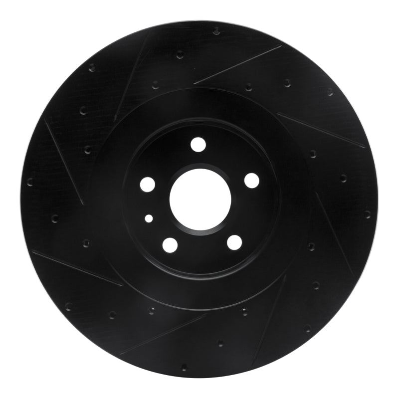 R1 Concepts R1 2009-2015 Cadillac CTS Front Right Drilled & Slotted Black Brake Rotor