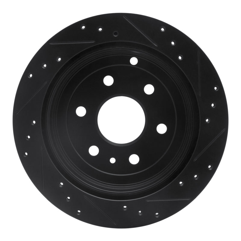 R1 Concepts R1 07-17 Buick Enclave Rear Left Drilled & Slotted Black Brake Rotor