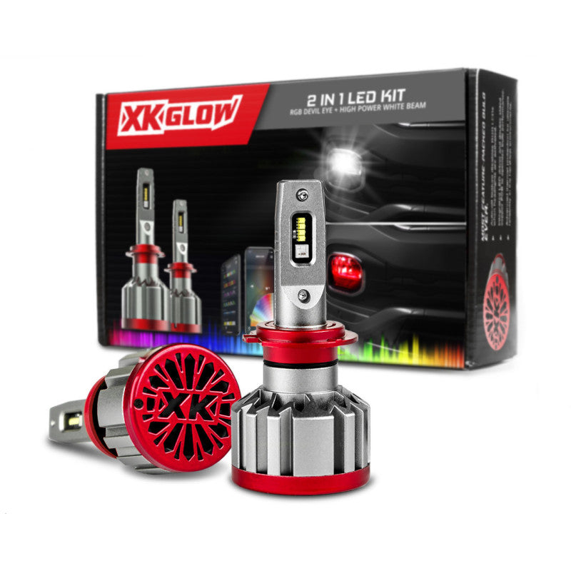 XKGLOW XK Glow RGB 2In1 LED Headlight Bulb Million Color XKCHROME App RGB/LED Headlight Kit - 2x 9004