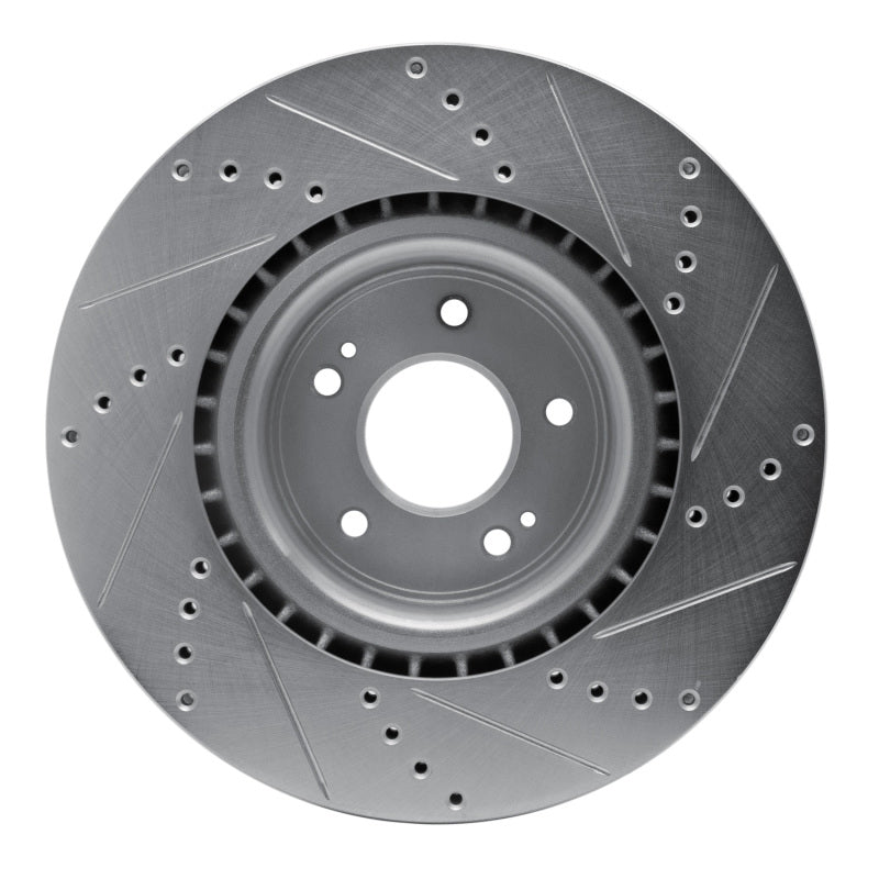 R1 Concepts R1 10-16 Hyundai Genesis Coupe Front Left Drilled & Slotted Silver Brake Rotor