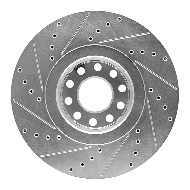 R1 Concepts R1 00-03 Audi A8 Front Right Drilled & Slotted Silver Brake Rotor