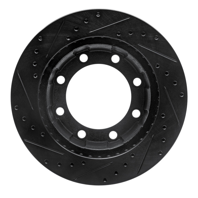 R1 Concepts R1 80-94 Ford F-350 4WD (Excl Super Duty) Front Right Drilled & Slotted Black Brake Rotor