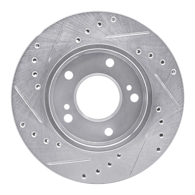 R1 Concepts R1 96-98 Nissan 240SX Front Right Drilled & Slotted Silver Brake Rotor