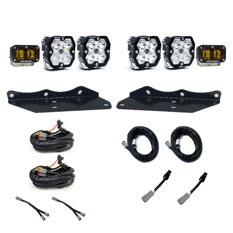 Baja Designs 17-20 Ford Raptor Squadron SAE 2.0/S2 Fog Pocket Kit Sportsman (SAE Fog) - Baja Amber