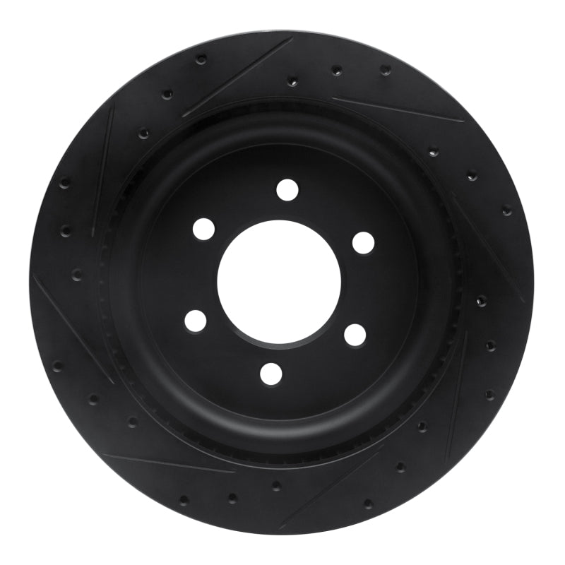 R1 Concepts R1 21-25 Ford F-150 RWD Rear Right Drilled & Slotted Black Brake Rotor