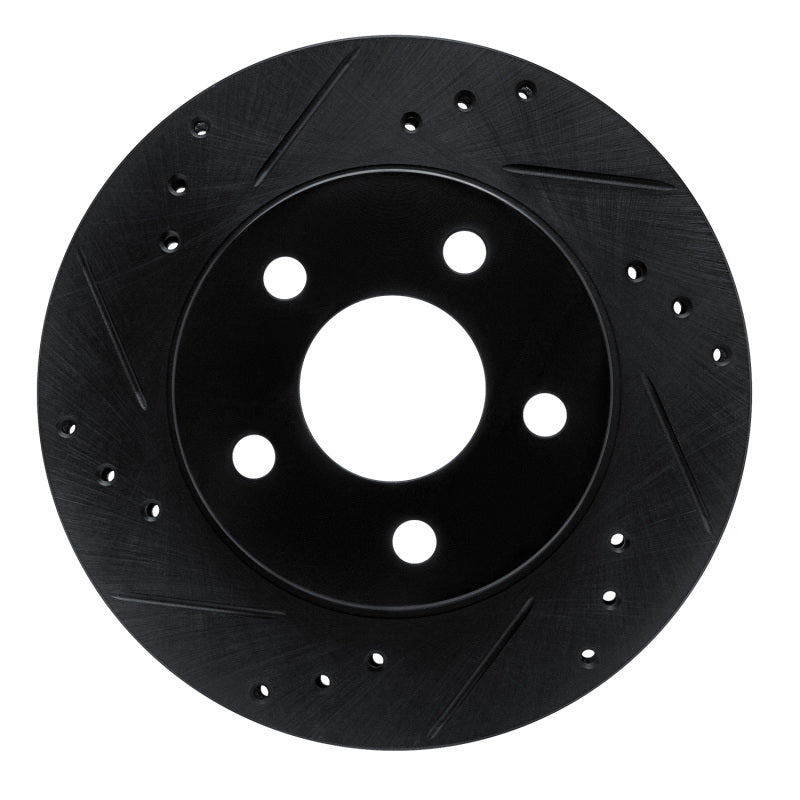 R1 Concepts R1 86-92 Ford Taurus SHO Rear Left Front Left Drilled & Slotted Black Brake Rotor