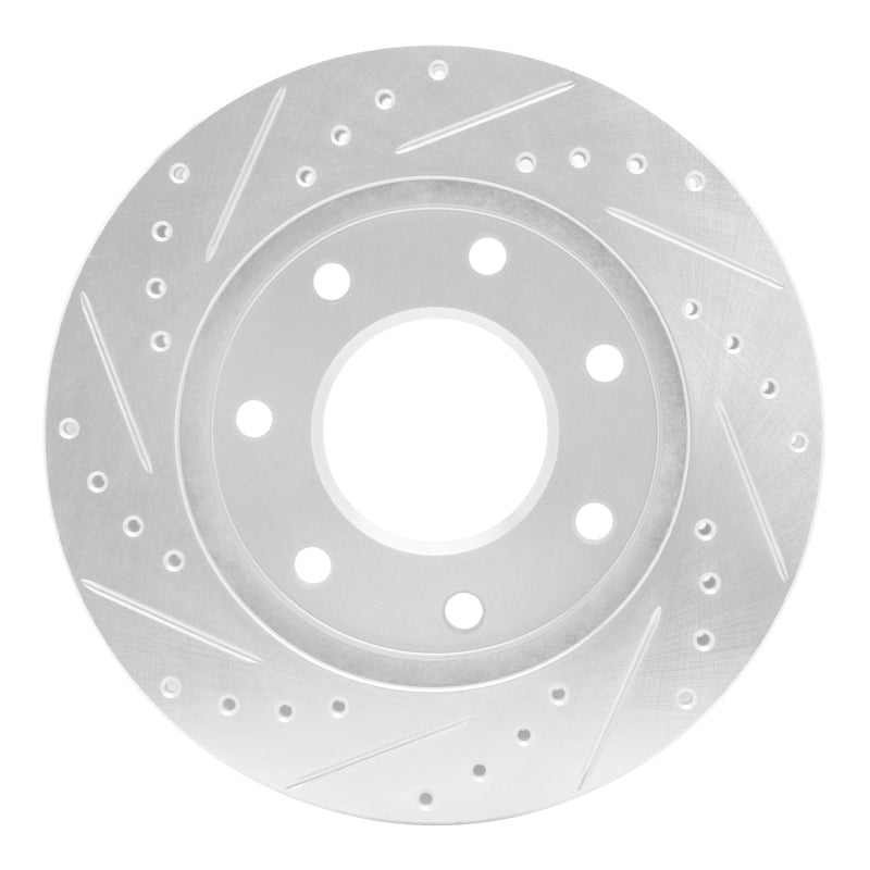 R1 Concepts R1 97-04 Ford F-150 4WD Front Right Drilled & Slotted Silver Brake Rotor