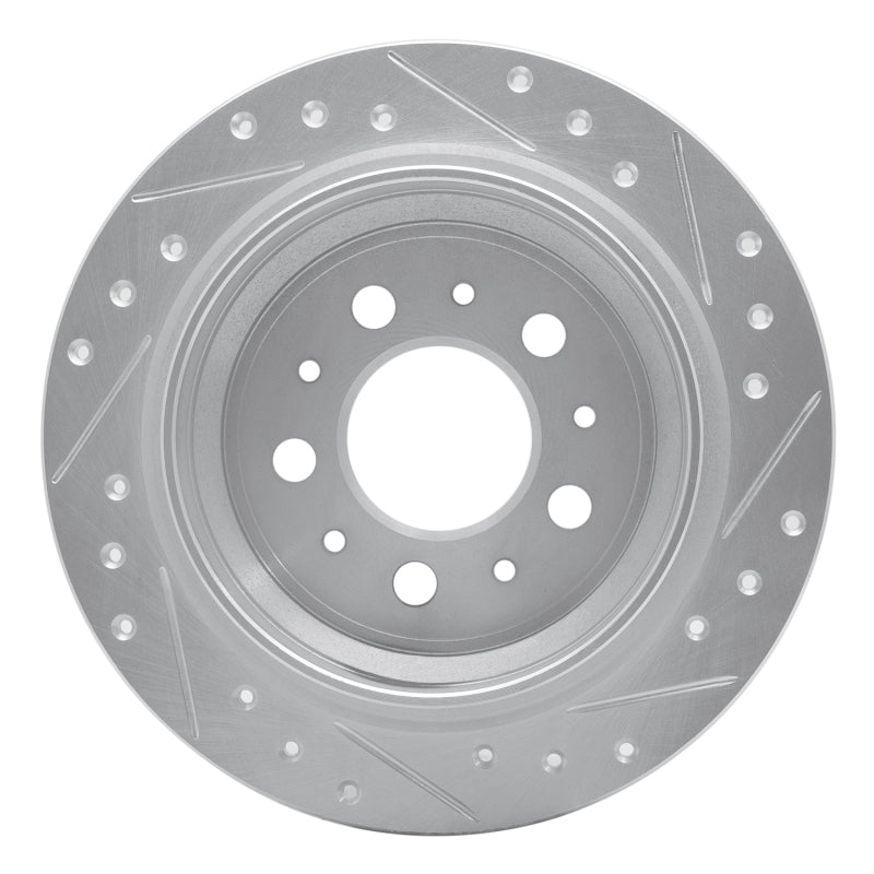 R1 Concepts R1 98-00 Volvo S70 Rear Left Drilled & Slotted Silver Brake Rotor