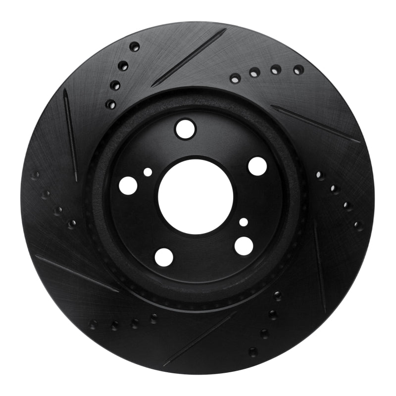R1 Concepts R1 06-18 Lexus HS250H Front Right Drilled & Slotted Black Brake Rotor