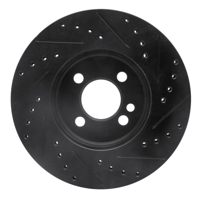 R1 Concepts R1 07-15 Mini Cooper Clubman Front Left Drilled & Slotted Black Brake Rotor