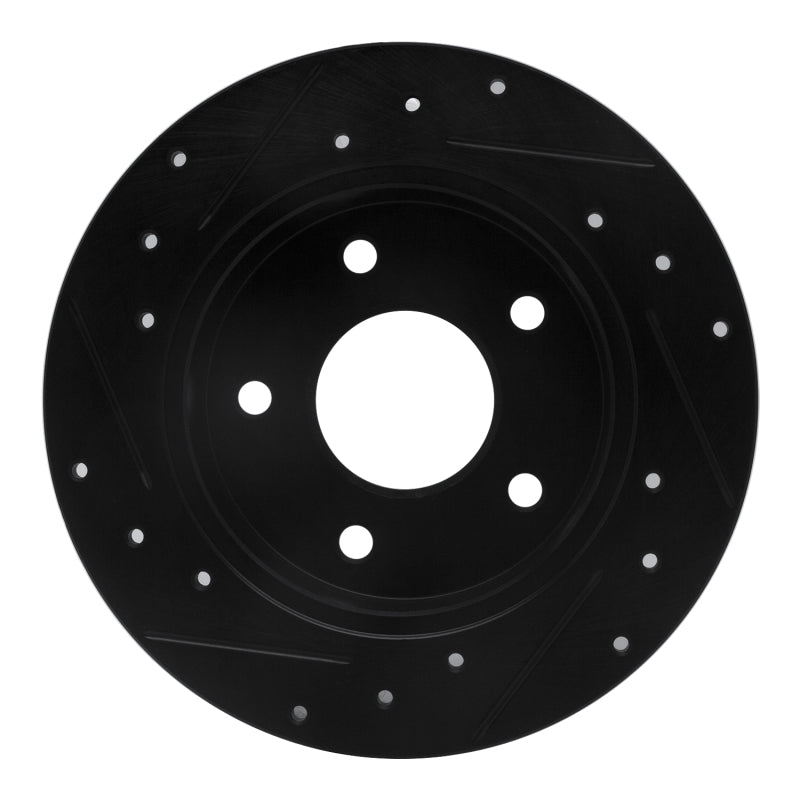 R1 Concepts R1 89-93 Nissan Maxima Rear Right Drilled & Slotted Black Brake Rotor
