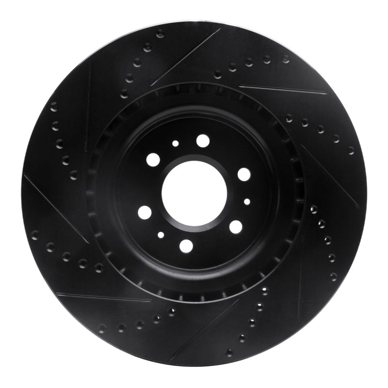 R1 Concepts R1 04-11 Cadillac CTS Front Right Drilled & Slotted Black Brake Rotor