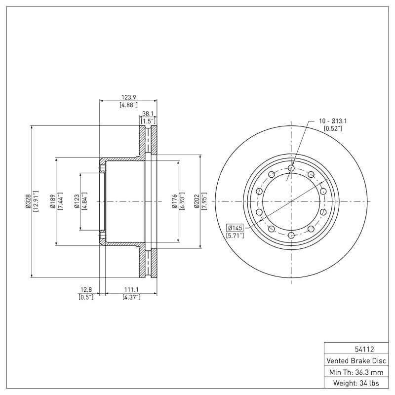 DFC 88-97 Chevrolet W4500 TILTMASTER (w/Front Disc Brakes) Front GeoSPEC Coated Rotor