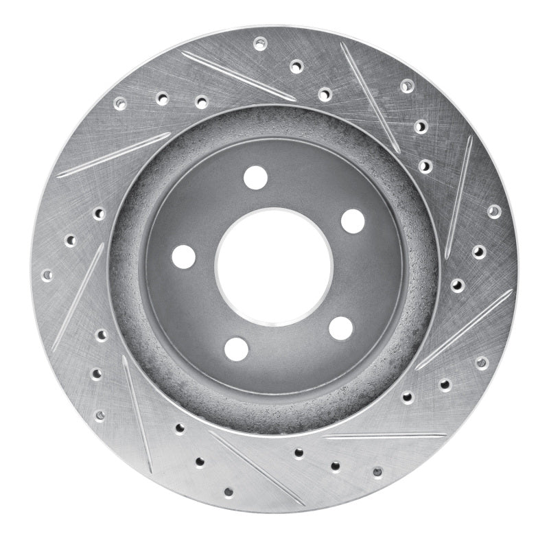R1 Concepts R1 82-90 Ford Mustang Rear Left Drilled & Slotted Silver Brake Rotor