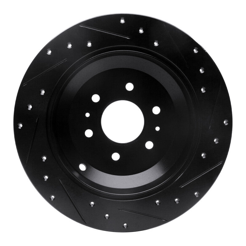 R1 Concepts R1 09-10 Kia BORREGO Rear Left Drilled & Slotted Black Brake Rotor