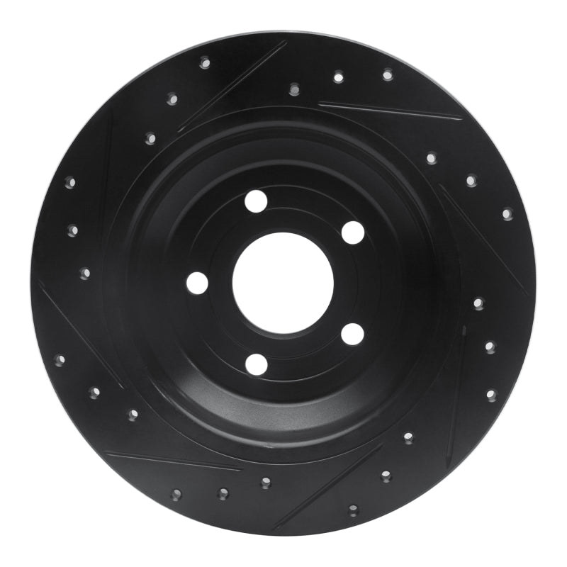 R1 Concepts R1 16-25 Ford Focus Rear Right Drilled & Slotted Black Brake Rotor