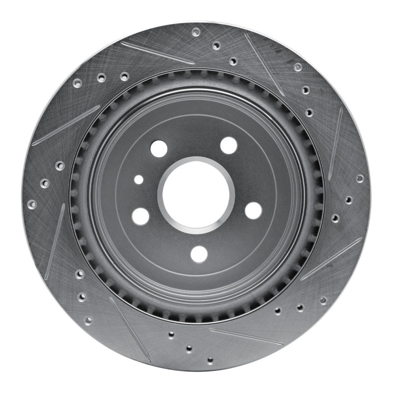 R1 Concepts R1 08-14 Cadillac CTS Rear Left Drilled & Slotted Silver Brake Rotor