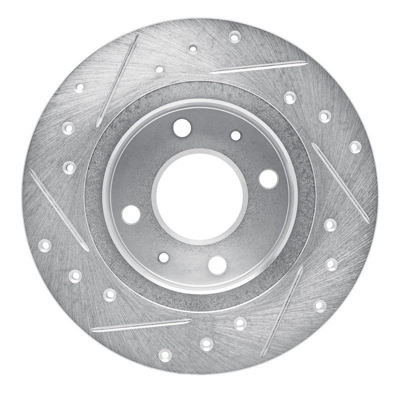 R1 Concepts R1 86-06 Nissan TSURU (Mexico) Front Right Drilled & Slotted Silver Brake Rotor