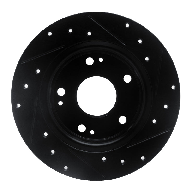 R1 Concepts R1 2016-2025 Honda Civic Coupe Rear Left Drilled & Slotted Black Brake Rotor