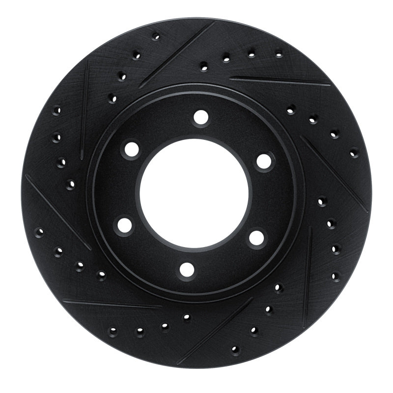 R1 Concepts R1 93-98 Toyota T100 Front Left Drilled & Slotted Black Brake Rotor