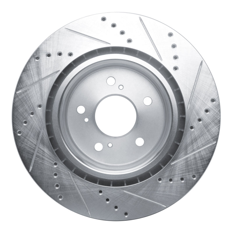 R1 Concepts R1 2021-2025 Acura TLX Front Left Drilled & Slotted Silver Brake Rotor