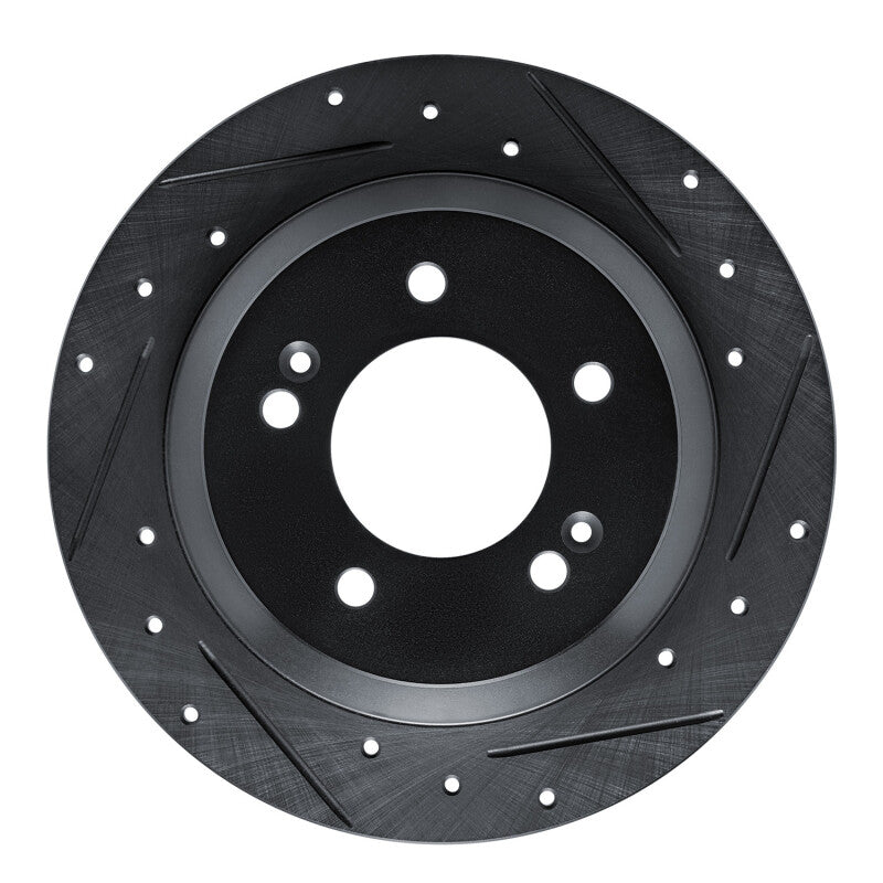 R1 Concepts R1 14-23 Hyundai Kona Rear Right Drilled & Slotted Black Brake Rotor