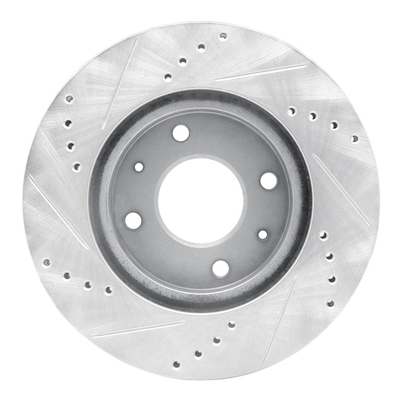 R1 Concepts R1 04-04 Mitsubishi Lancer Front Right Drilled & Slotted Silver Brake Rotor