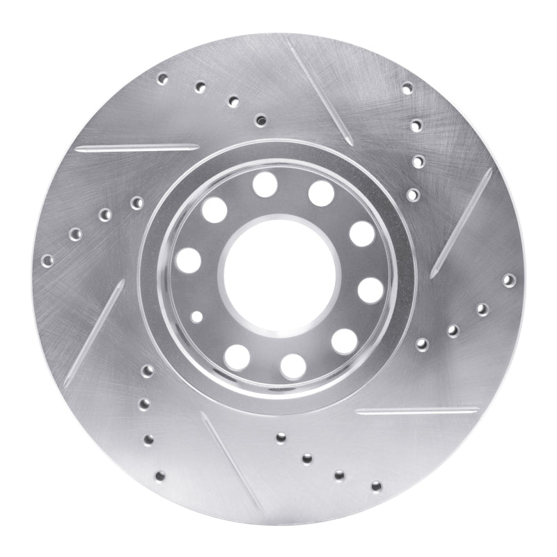 R1 Concepts R1 92-95 Volkswagen EuroVan Front Left Drilled & Slotted Silver Brake Rotor