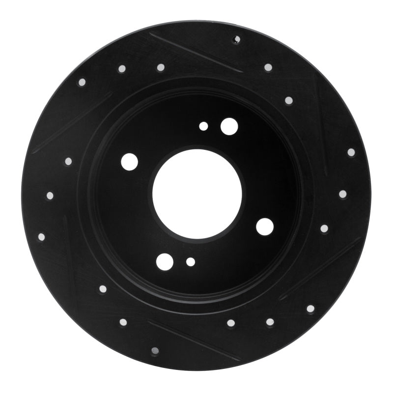 R1 Concepts R1 82-88 Nissan 280ZX Rear Left Drilled & Slotted Black Brake Rotor