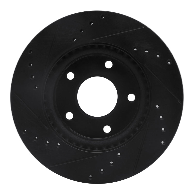 R1 Concepts R1 13-19 Nissan SENTRA Front Right Drilled & Slotted Black Brake Rotor