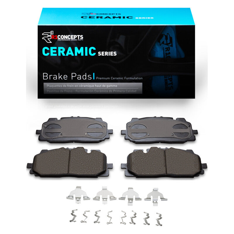 R1 Concepts R1 17-17 Audi Q7 Front Ceramic Pads & Hardware Kit