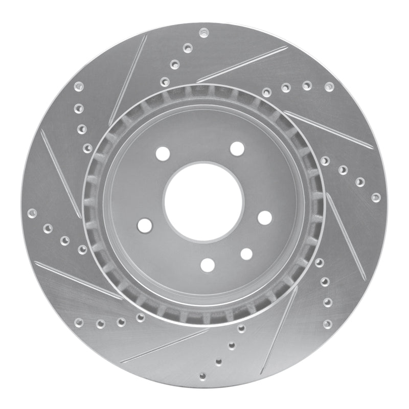 R1 Concepts R1 00-06 Jaguar XJR Rear Right Drilled & Slotted Silver Brake Rotor