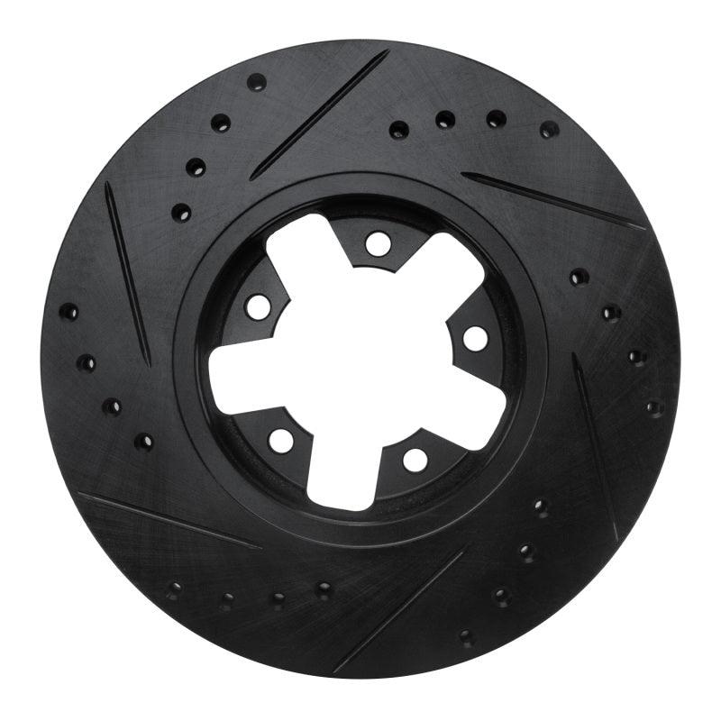 R1 Concepts R1 1984-1989 Nissan 300ZX Front Right Drilled & Slotted Black Brake Rotor