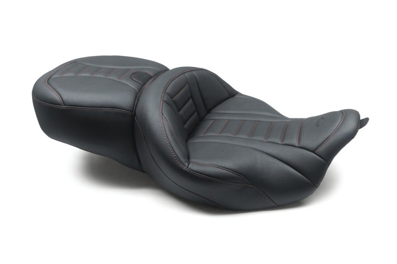 Mustang Motorcycle Mustang 08-21 Harley Electra Glide/Rd Glide/Rd King 1PC Seat Deluxe - Black w/ Red Stitching