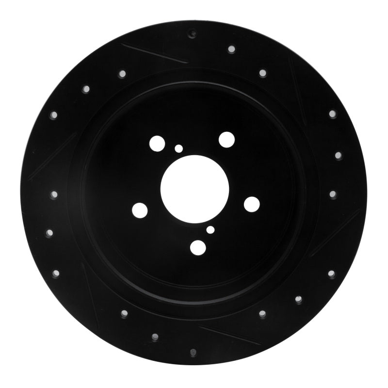 R1 Concepts R1 05-09 Subaru Legacy Rear Left Drilled & Slotted Black Brake Rotor