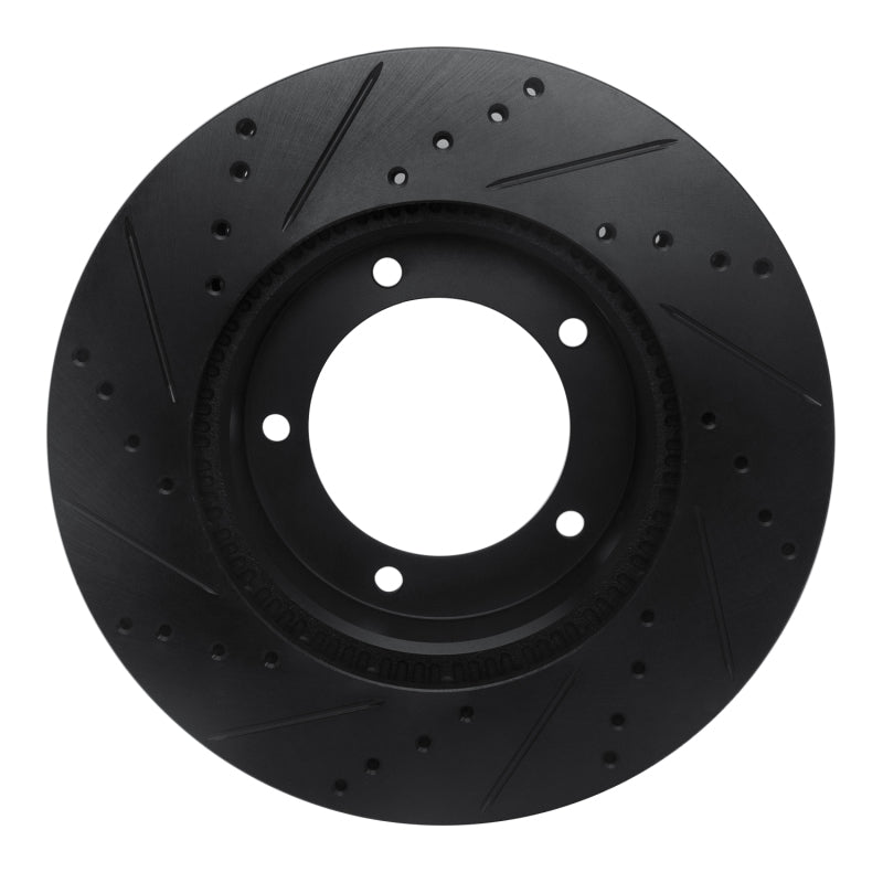 R1 Concepts R1 98-07 Lexus LX470 Front Right Drilled & Slotted Black Brake Rotor